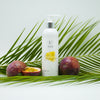 Gel douche éco-responsable et naturel au fruit de la passion, avec des fruits de la passion et des branches de palmier